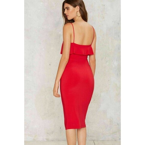 Lux LA Womens Ruffle Tumble Midi Dress S - Picture 3 of 4